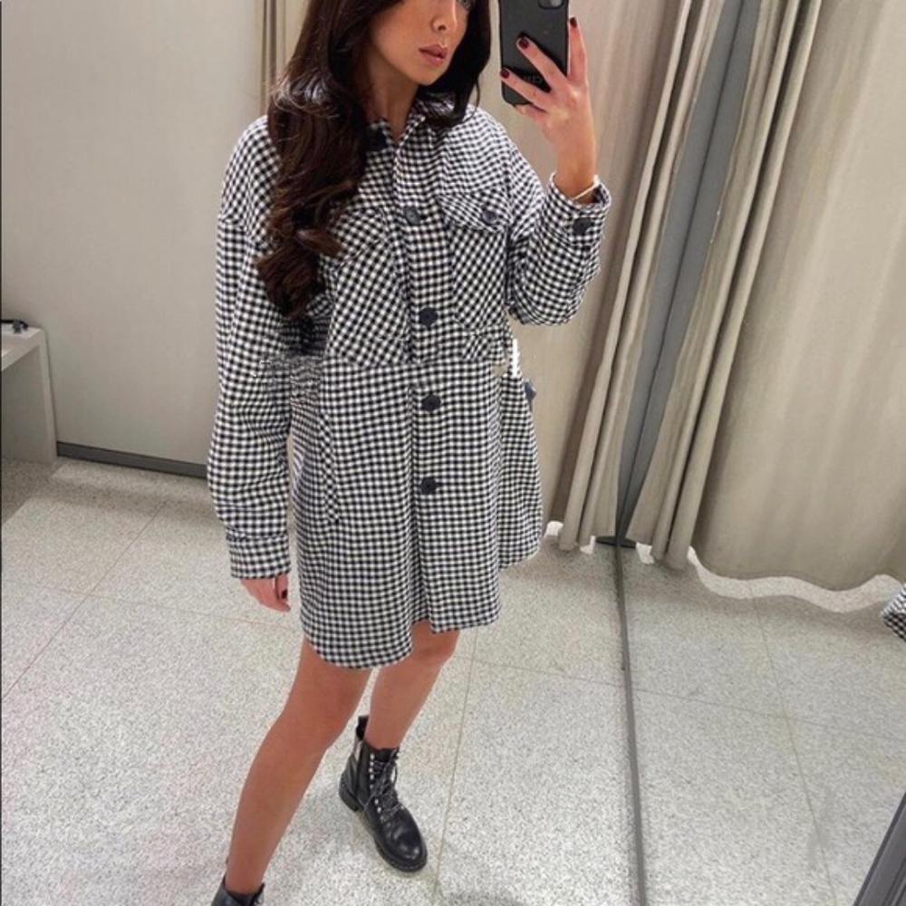 ZARA BLOGGERS FAV LONG PLAID OVERSHIRT NWT